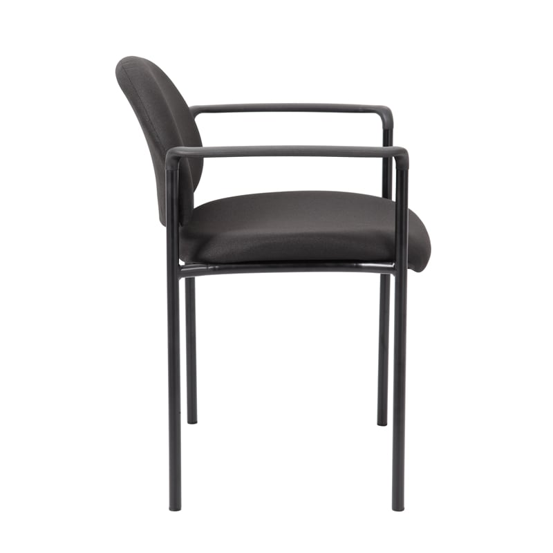 Scranton & Co Fabric Stackable Guest Chair with Waterfall Seat in Black