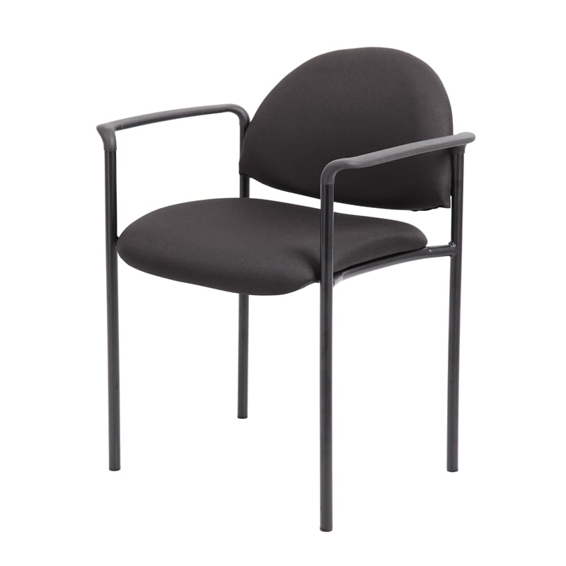Scranton & Co Fabric Stackable Guest Chair with Waterfall Seat in Black