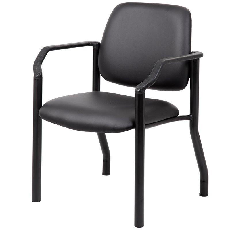 Scranton & Co Vinyl Guest Chair with Wall Saver Leg Design in Black