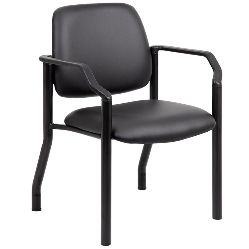 Scranton & Co Vinyl Guest Chair with Wall Saver Leg Design in Black
