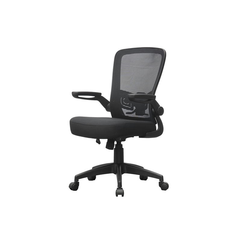 Scranton & Co Flip Arm Mesh Task Chair with Spring Tilt in Black