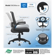 Scranton & Co Flip Arm Mesh Task Chair with Spring Tilt in Black