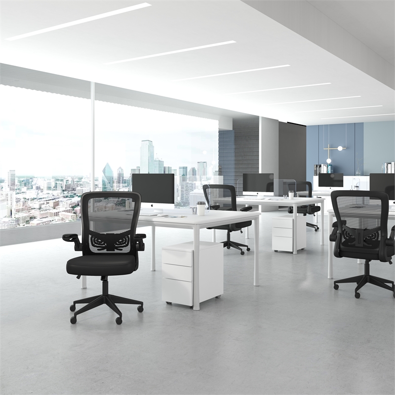 Scranton & Co Flip Arm Mesh Task Chair with Spring Tilt in Black