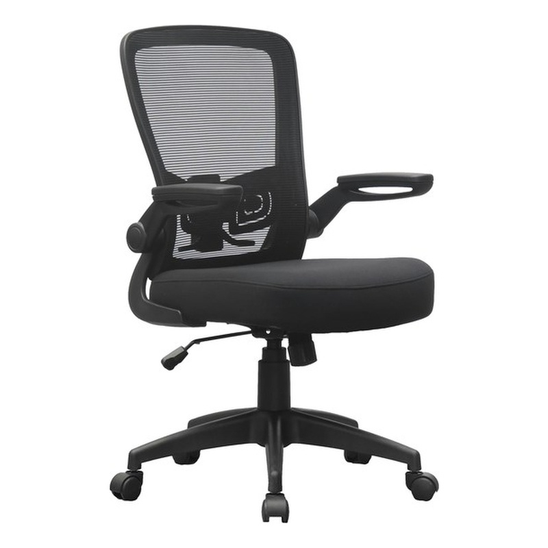 Scranton & Co Flip Arm Mesh Task Chair with Spring Tilt in Black