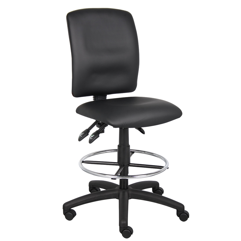 Scranton & Co LeatherPlus Multi-Function Drafting Stool with Footring in Black