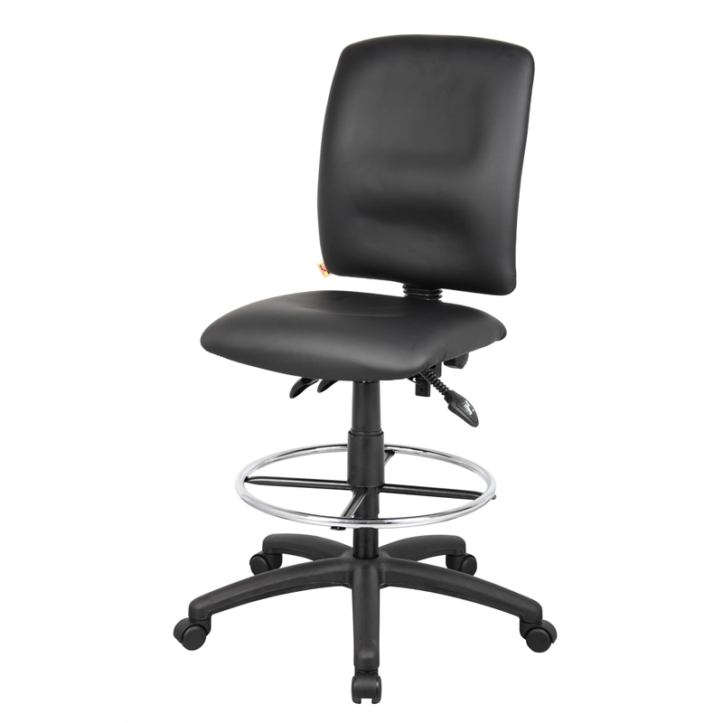 Scranton & Co LeatherPlus Multi-Function Drafting Stool with Footring in Black