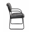 Scranton & Co LeatherPlus Guest Chair with Polished Steel Sled Base in Black