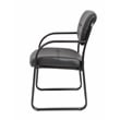Scranton & Co LeatherPlus Guest Chair with Polished Steel Sled Base in Black