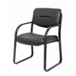Scranton & Co LeatherPlus Guest Chair with Polished Steel Sled Base in Black
