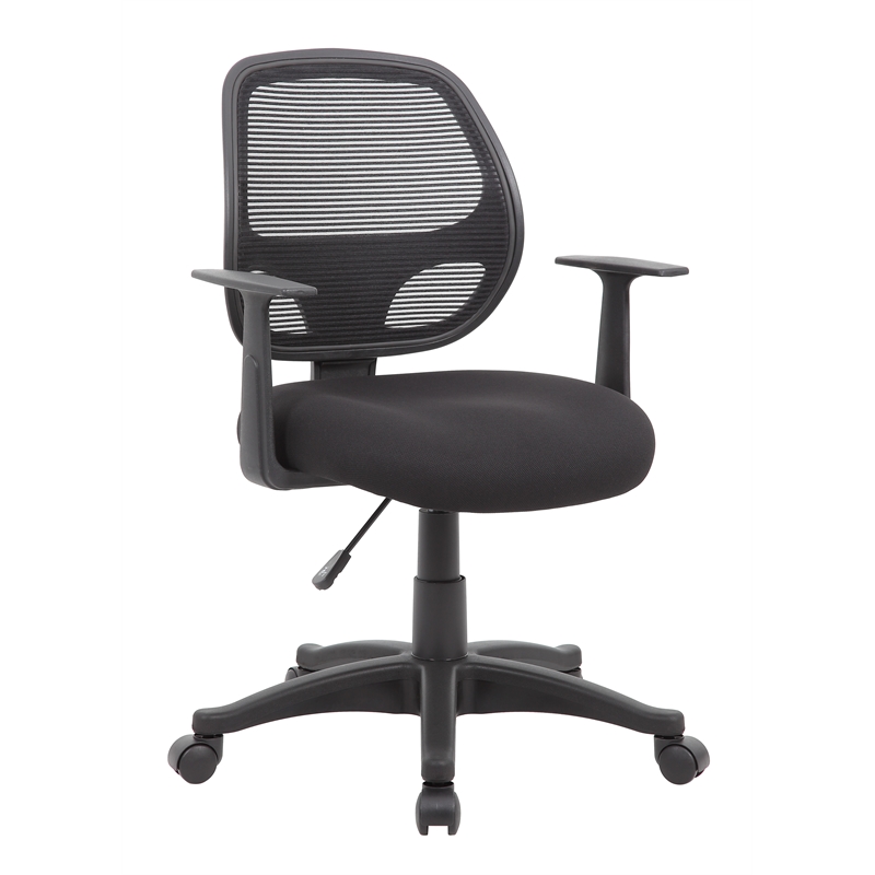Scranton & Co Commercial Grade Mesh Task Chair with T-Arms in Black