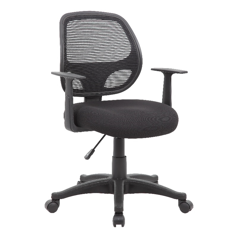 Scranton & Co Commercial Grade Mesh Task Chair with T-Arms in Black
