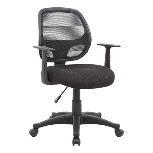 Scranton & Co Commercial Grade Mesh Task Chair with T-Arms in Black