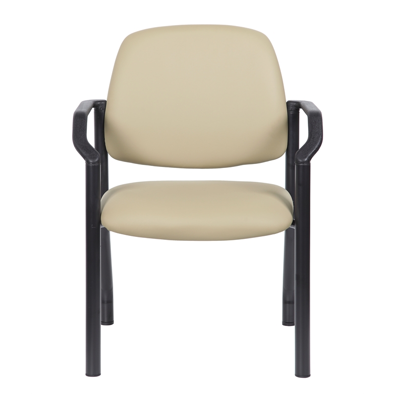 Scranton & Co Vinyl Guest Armchair with 300 lb. Weight Capacity in Beige