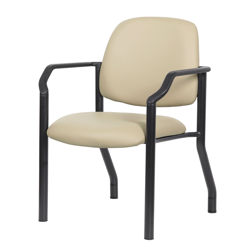 Scranton & Co Vinyl Guest Armchair with 300 lb. Weight Capacity in Beige