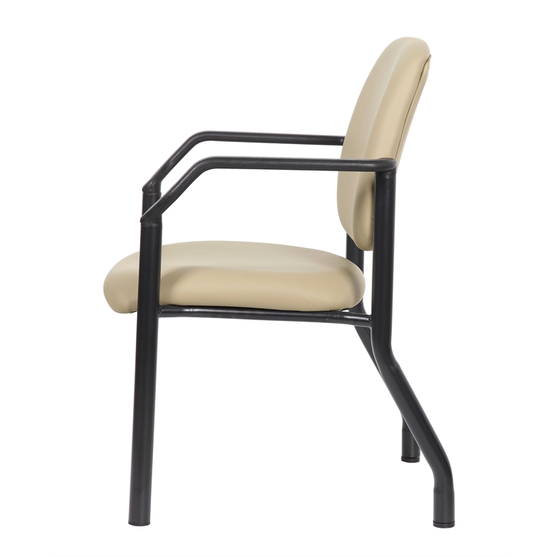 Scranton & Co Vinyl Guest Armchair with 300 lb. Weight Capacity in Beige