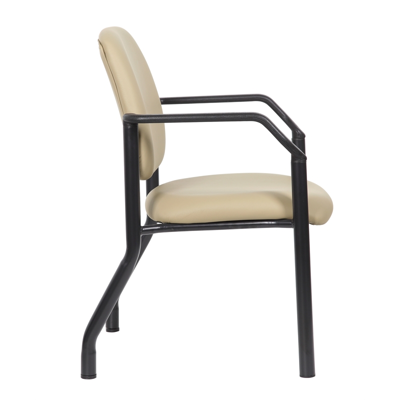 Scranton & Co Vinyl Guest Armchair with 300 lb. Weight Capacity in Beige