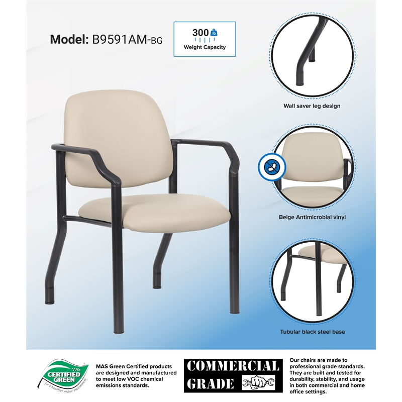 Scranton & Co Vinyl Guest Armchair with 300 lb. Weight Capacity in Beige