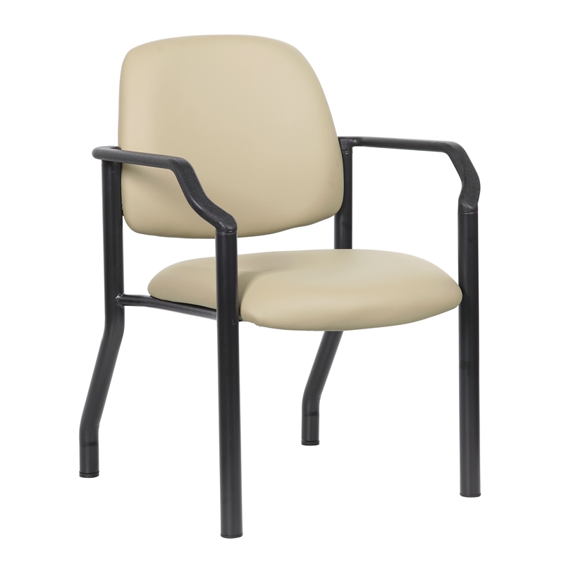 Scranton & Co Vinyl Guest Armchair with 300 lb. Weight Capacity in Beige