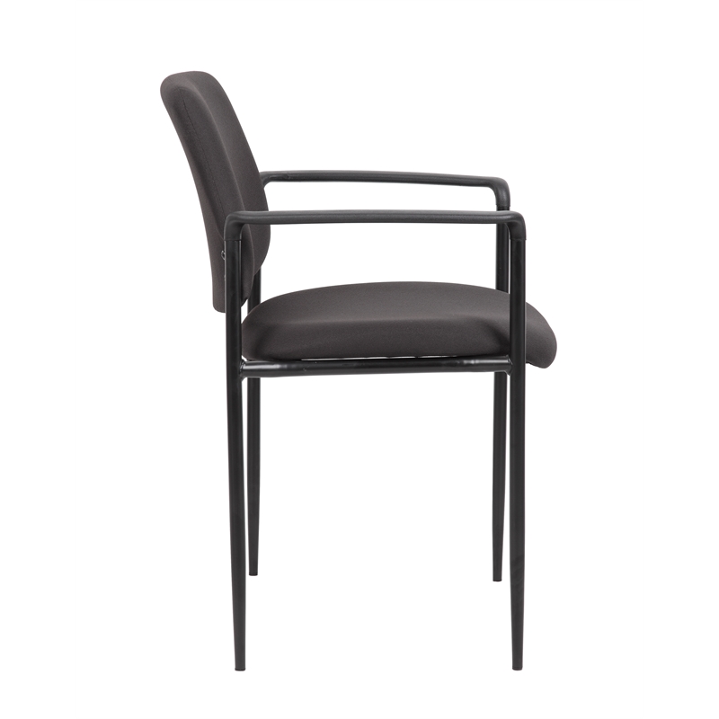 Scranton & Co Square Back Fabric Stackable Guest Chair with Arms in Black