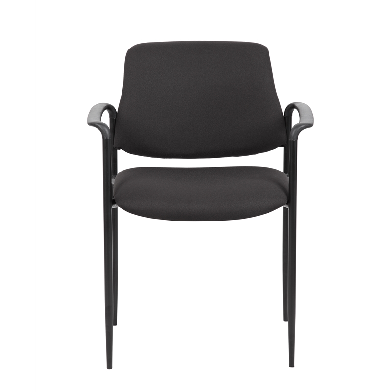 Scranton & Co Square Back Fabric Stackable Guest Chair with Arms in Black