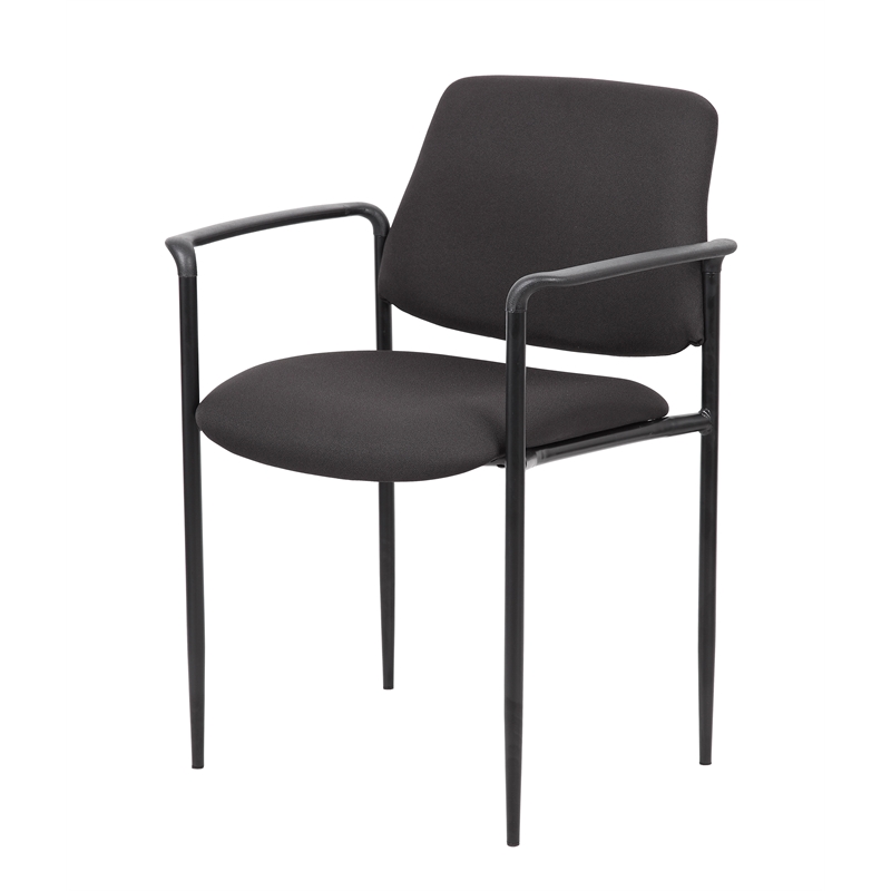 Scranton & Co Square Back Fabric Stackable Guest Chair with Arms in Black