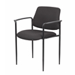 Scranton & Co Square Back Fabric Stackable Guest Chair with Arms in Black
