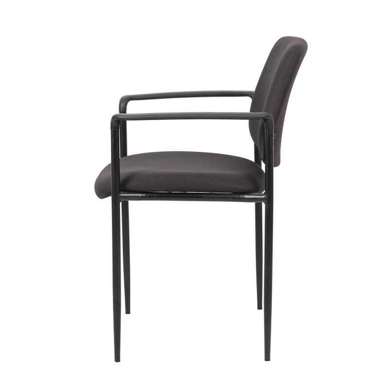 Scranton & Co Square Back Fabric Stackable Guest Chair with Arms in Black