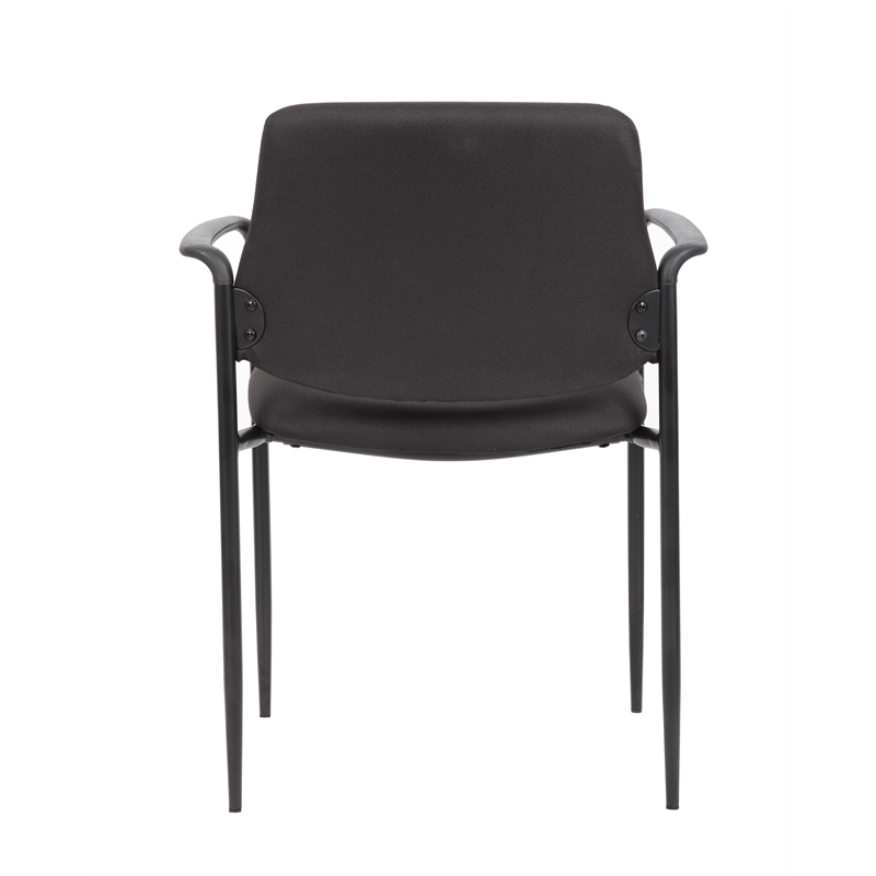 Scranton & Co Square Back Fabric Stackable Guest Chair with Arms in Black