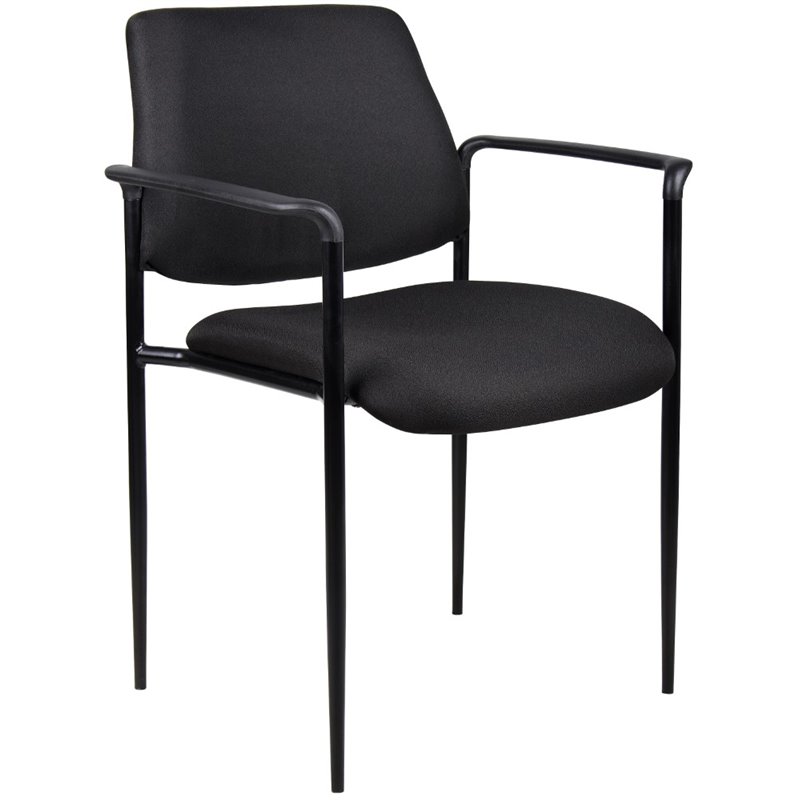 Scranton & Co Square Back Fabric Stackable Guest Chair with Arms in Black