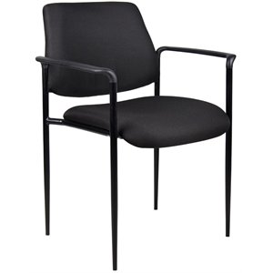 Scranton & Co Square Back Fabric Stackable Guest Chair with Arms in Black