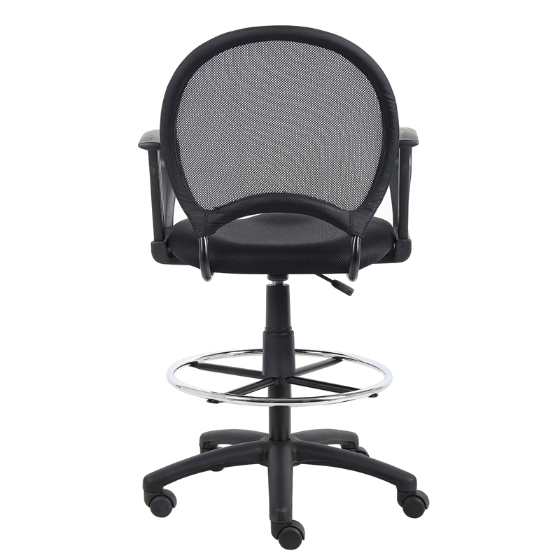 Scranton & Co Mesh Back Fabric Drafting Chair with Loop Arms & Footring in Black