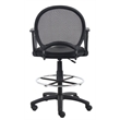 Scranton & Co Mesh Back Fabric Drafting Chair with Loop Arms & Footring in Black