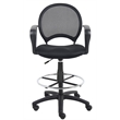 Scranton & Co Mesh Back Fabric Drafting Chair with Loop Arms & Footring in Black