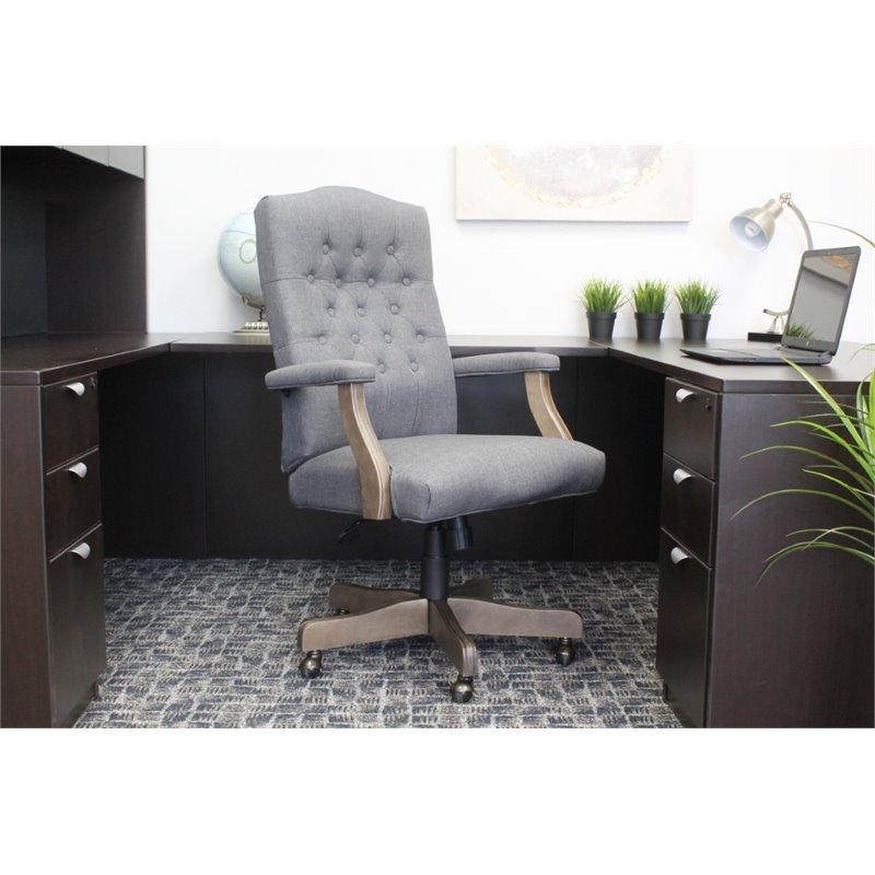 Scranton & Co High-Back Executive Chair in Slate Gray Commercial Grade Linen