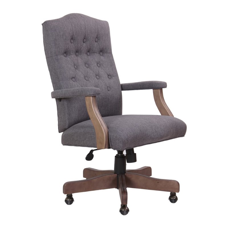 Scranton & Co High-Back Executive Chair in Slate Gray Commercial Grade Linen