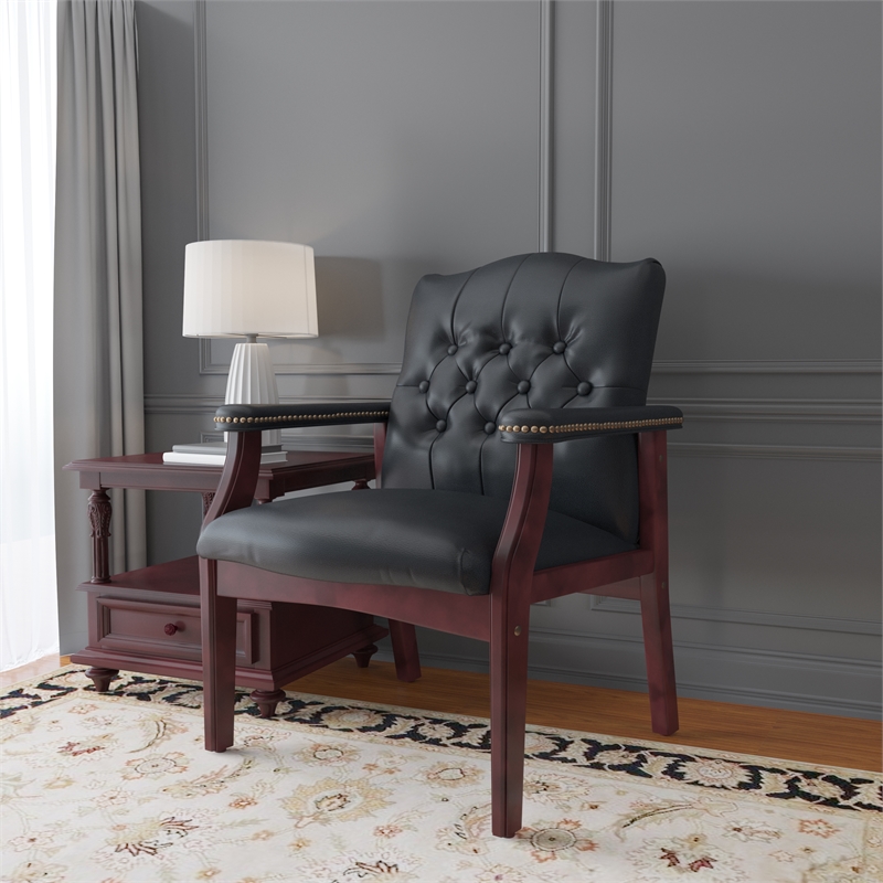 Scranton & Co Traditional Caressoft Tufted Guest Chair in Black