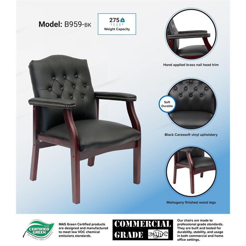 Scranton & Co Traditional Caressoft Tufted Guest Chair in Black