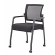 Scranton & Co Mesh Back Vinyl Guest Chair with Casters and Fixed Arms in Black