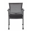 Scranton & Co Mesh Back Vinyl Guest Chair with Casters and Fixed Arms in Black