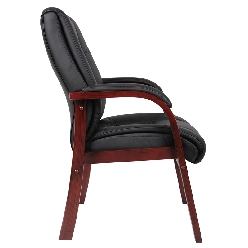 Scranton & Co Mid Back CaressoftPlus Guest Chair with Cherry Wood Finish