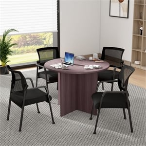 Scranton & Co 42&quotW Round Conference Table with 4 Guest Chairs in Driftwood