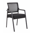 Scranton & Co Mesh Back Fabric Guest Chair with Steel Legs in Black