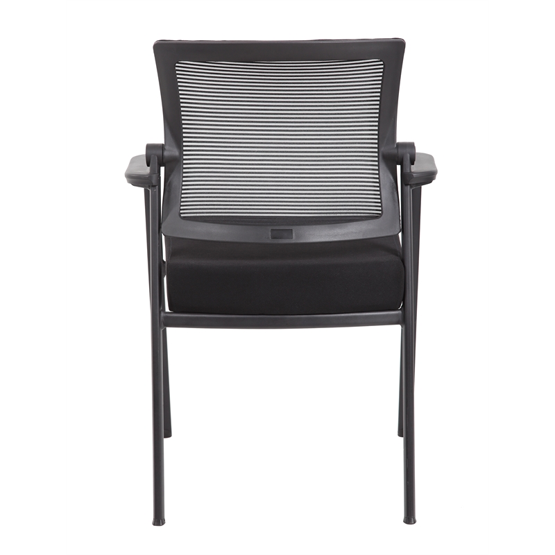 Scranton & Co Mesh Back Fabric Guest Chair with Steel Legs in Black