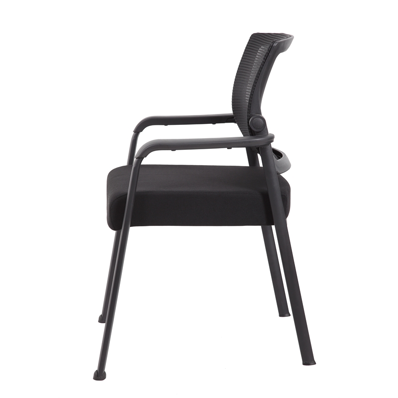 Scranton & Co Mesh Back Fabric Guest Chair with Steel Legs in Black