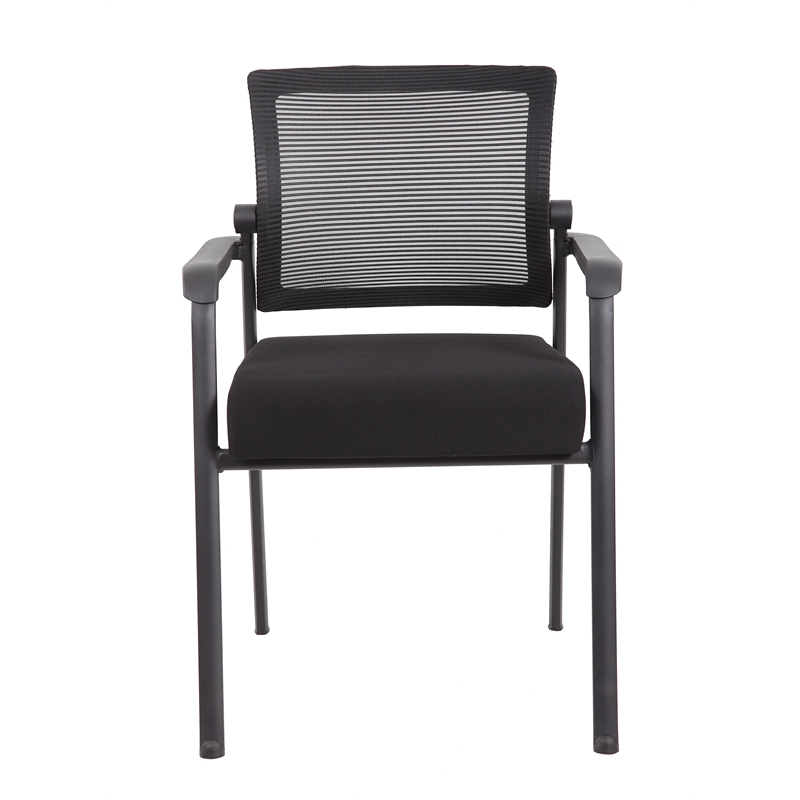 Scranton & Co Mesh Back Fabric Guest Chair with Steel Legs in Black
