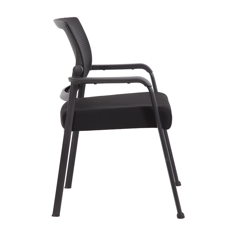 Scranton & Co Mesh Back Fabric Guest Chair with Steel Legs in Black