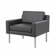 Scranton & Co Vinyl Lounge Chair with Brushed Nickel Legs in Black