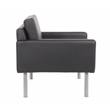 Scranton & Co Vinyl Lounge Chair with Brushed Nickel Legs in Black