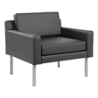 Scranton & Co Vinyl Lounge Chair with Brushed Nickel Legs in Black