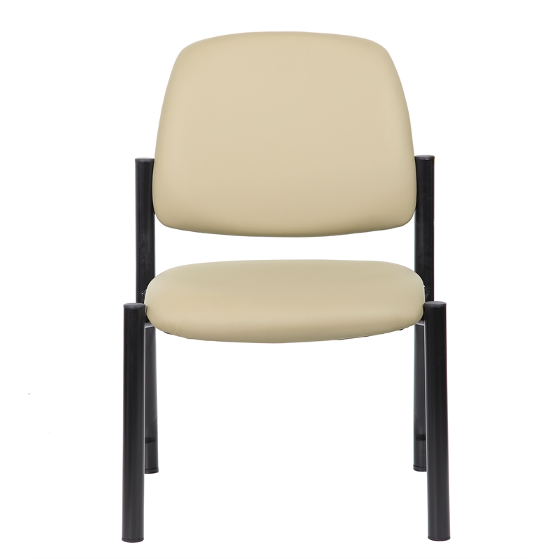 Scranton & Co Armless Vinyl Guest Side Chair with 300 lb. Capacity in Beige